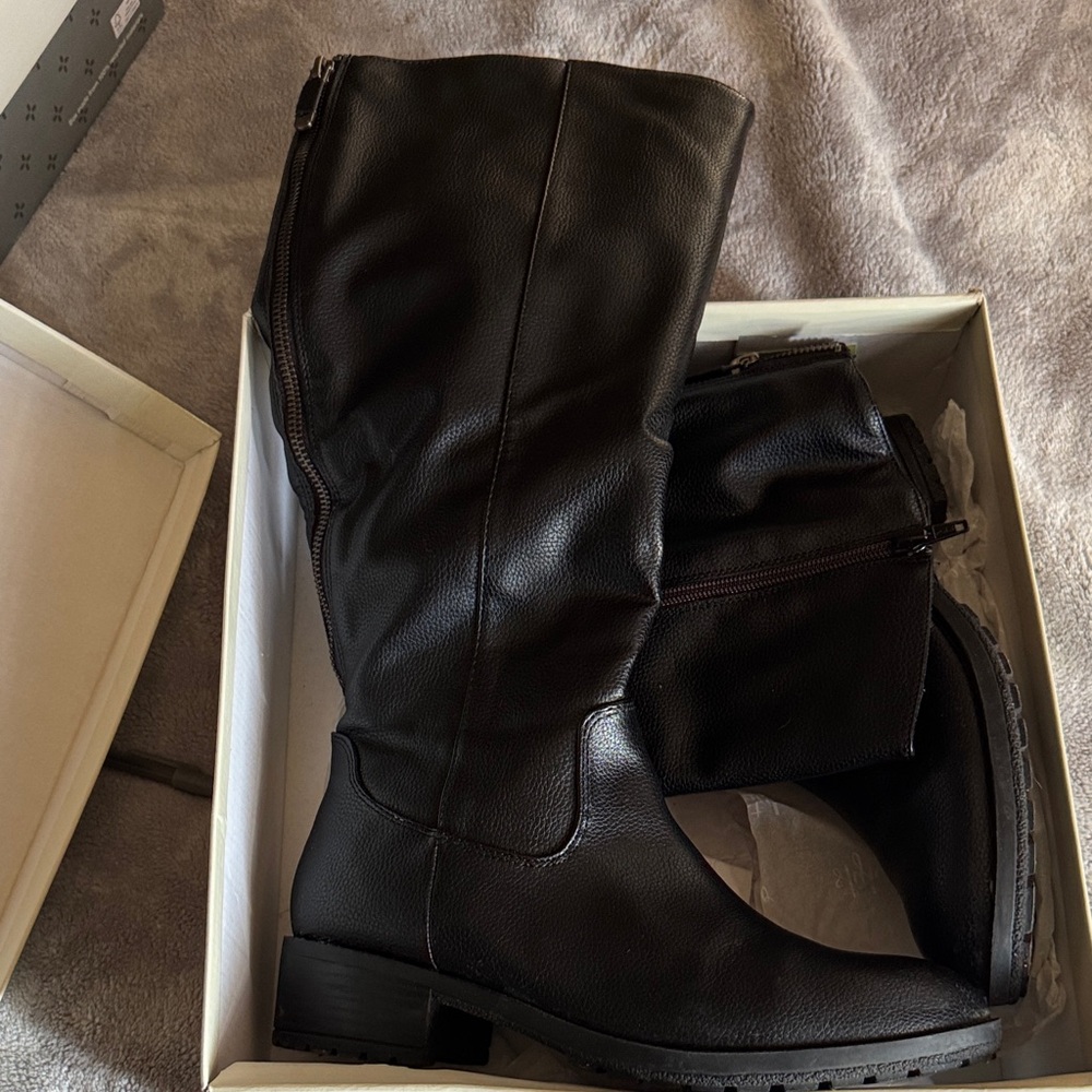 Style & Co. Black Mid-Calf Zip Riding Boots